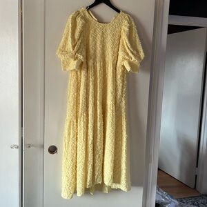 ZARA Feathery Material Maxi Bohemian Yellow Dress. Women’s XL. NWT